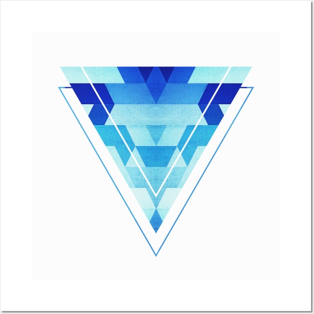 Abstract geometric triangle pattern (futuristic future symmetry) in ice blue Wall Art by badbugs